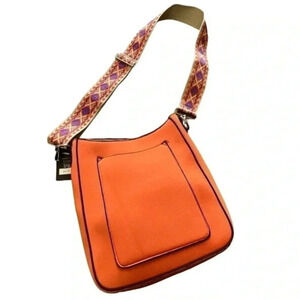 K Carroll neoprene messenger bag, orange with guitar strap, water resistant NWT